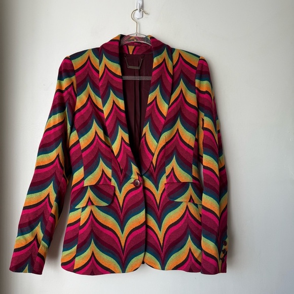 Trina Turk West Village Chevron Jacquard Blazer 4 - Picture 5 of 9